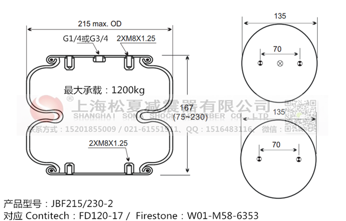JBF215/230-2橡膠<a href='http://www.diioptq.cn/' target='_blank'><u>空氣彈簧</u></a>