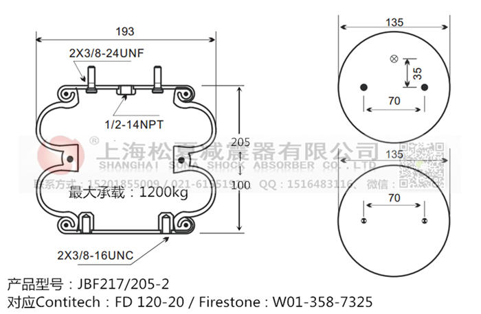 JBF217/205-2橡膠<a href='http://www.diioptq.cn/' target='_blank'><u>空氣彈簧</u></a>